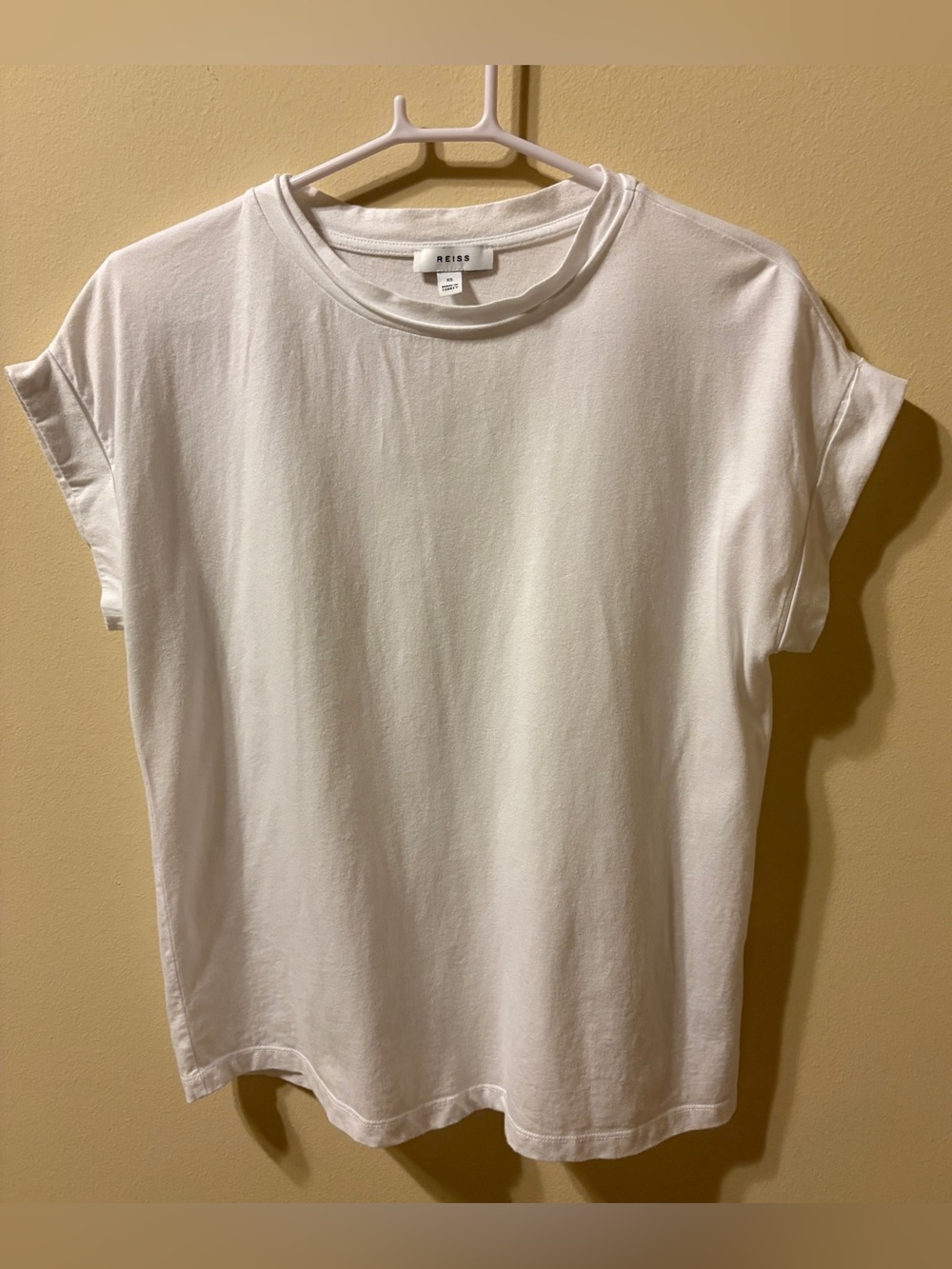 Reiss cuffed sleeve white tee Sz XS